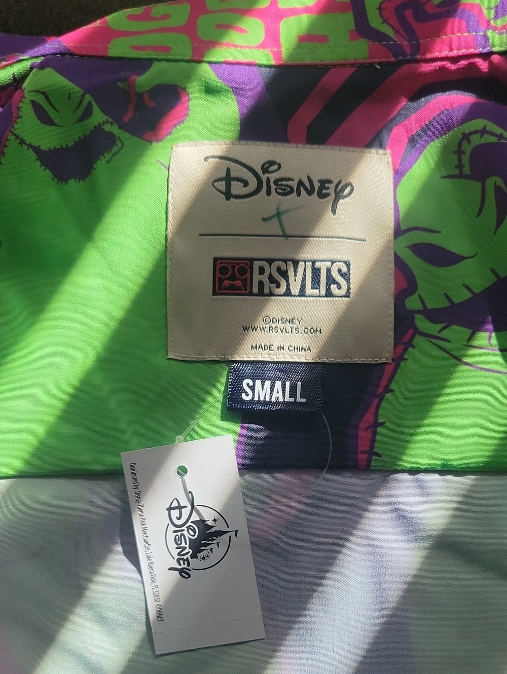 Oogie Boogie Bash - Disney Men’s Button-Down, Green, Purple & Pink highlights - Picture 6 of 8